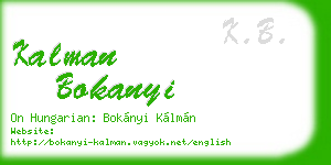 kalman bokanyi business card